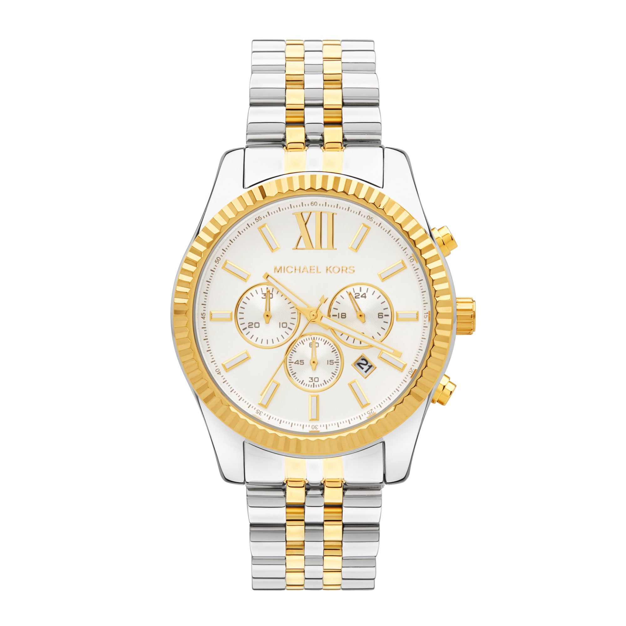 Michael Kors Lexington Chronograph Watch | MK8344 Silver/Gold STORE MODE 